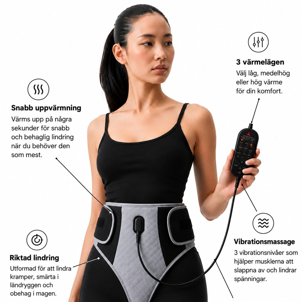 Funktioner – värme och vibrationsmassage