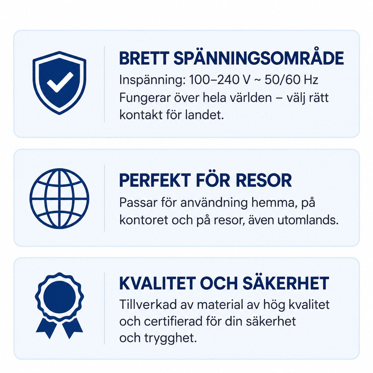 Brett spänningsområde, resor och säkerhet